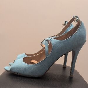 Elegant Blue Peep-Toe Heels